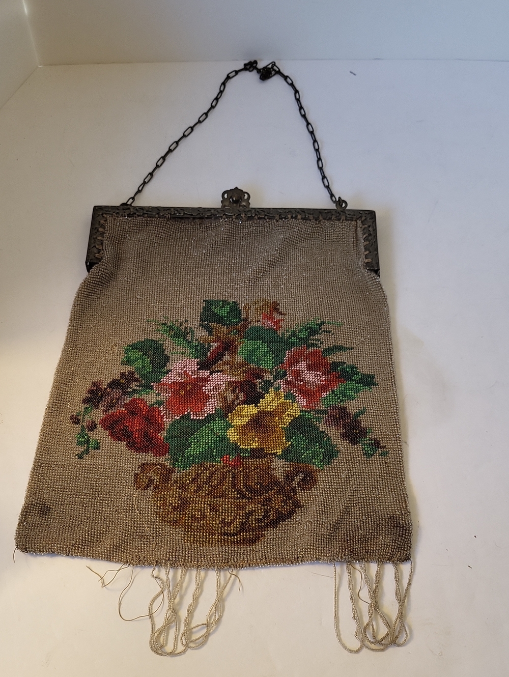 Antique Floral MicroBeaded Handbag Reticule